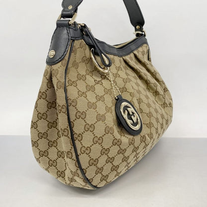 Gucci Shoulder Bag GG Canvas Sookie 232955 Canvas Brown Black Chien Pan Gold