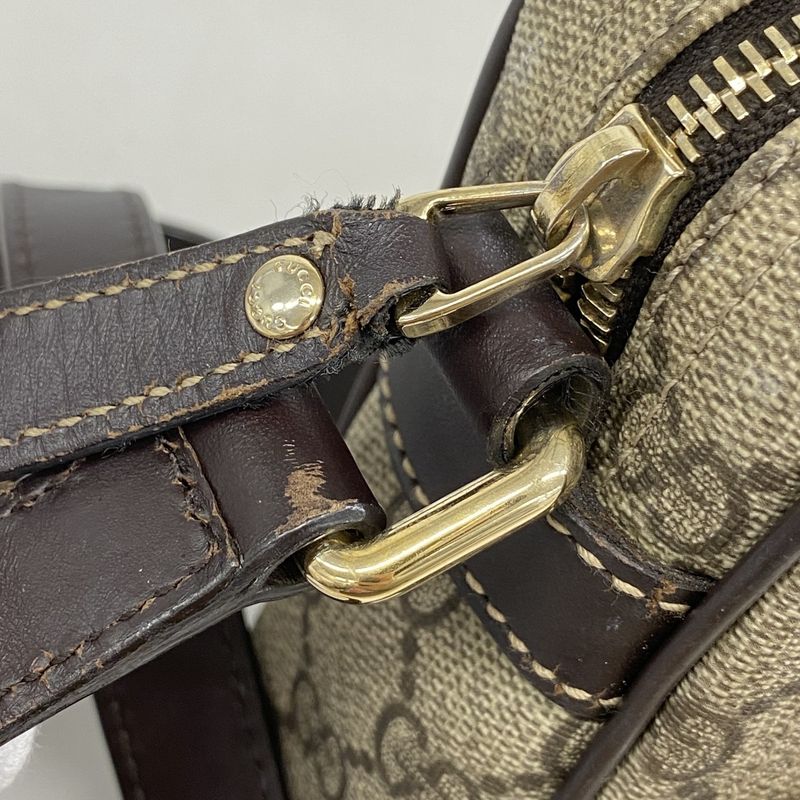 Gucci Shoulder Bag GG Supreme 201447 PVC Brown Chien Pan Gold Hardware Women