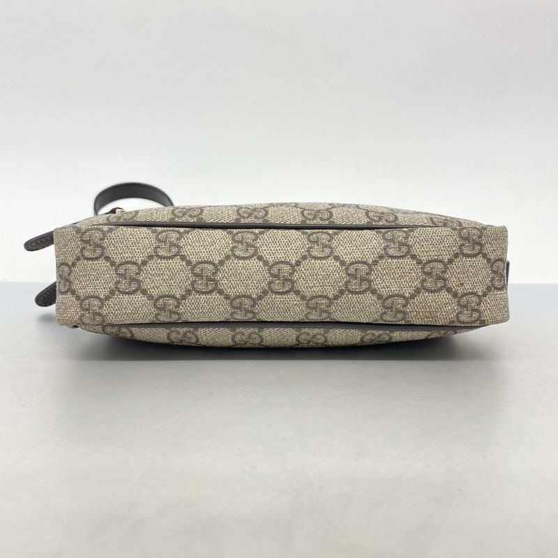 Gucci Shoulder Bag GG Supreme 201447 PVC Brown Chien Pan Gold Hardware Women