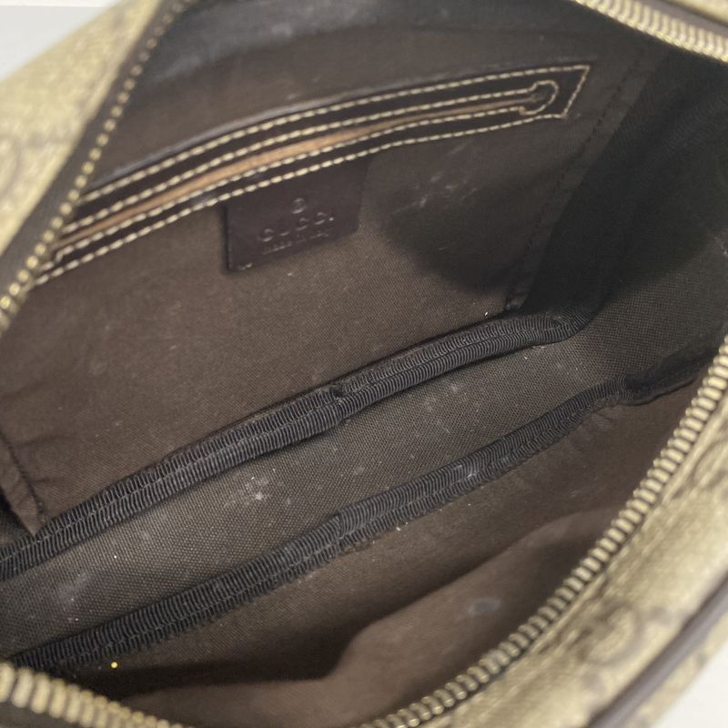 Gucci Shoulder Bag GG Supreme 201447 PVC Brown Chien Pan Gold Hardware Women