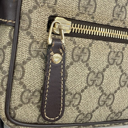 Gucci Shoulder Bag GG Supreme 201447 PVC Brown Chien Pan Gold Hardware Women