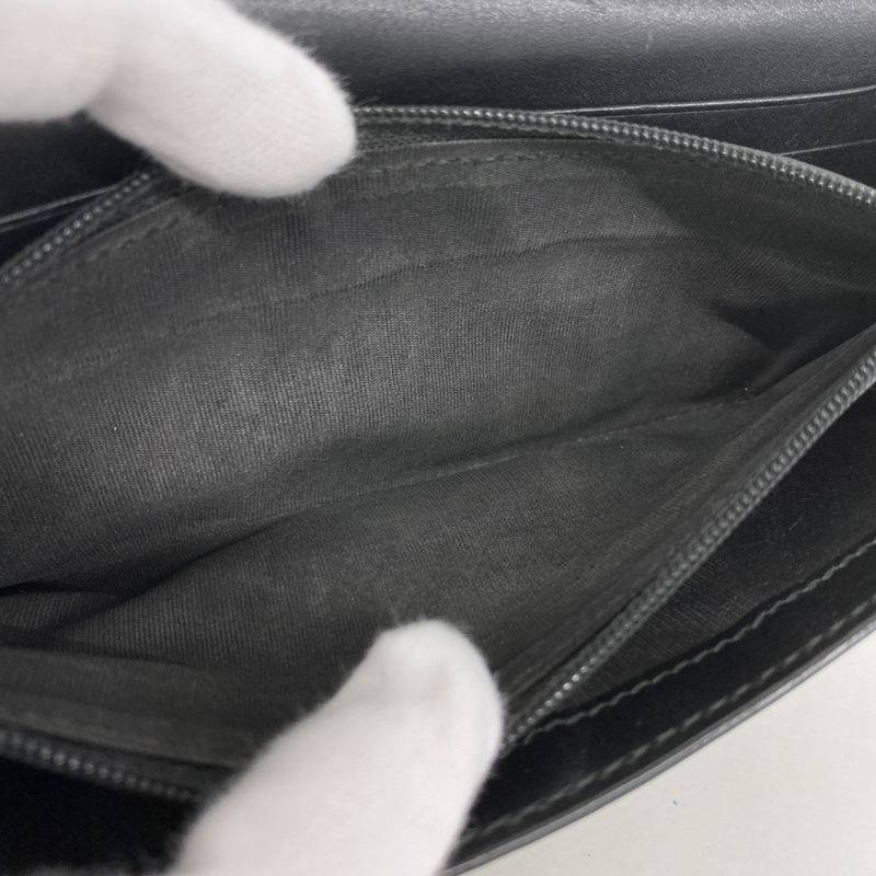 Guccissima 481727 Leather Black Silver Hardware Men Women Unisex Long Wallet