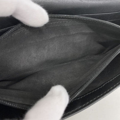 Guccissima 481727 Leather Black Silver Hardware Men Women Unisex Long Wallet