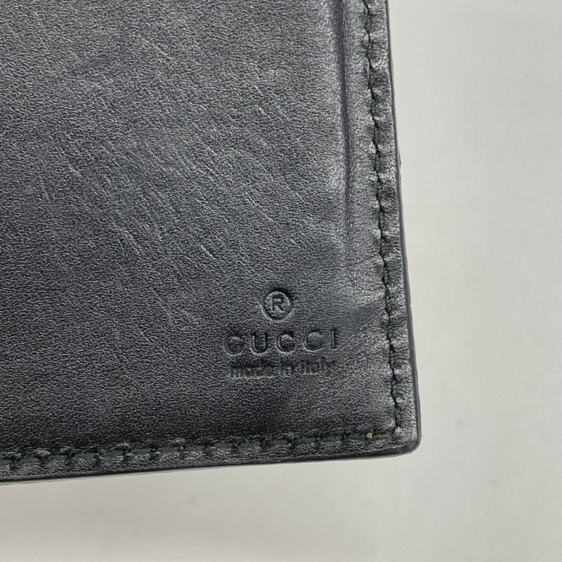 Guccissima 481727 Leather Black Silver Hardware Men Women Unisex Long Wallet