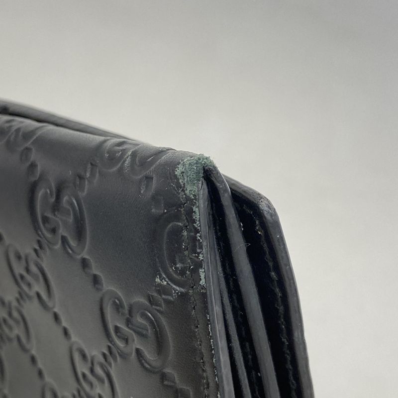 Guccissima 481727 Leather Black Silver Hardware Men Women Unisex Long Wallet