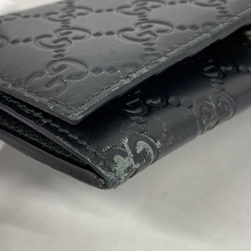 Guccissima 481727 Leather Black Silver Hardware Men Women Unisex Long Wallet