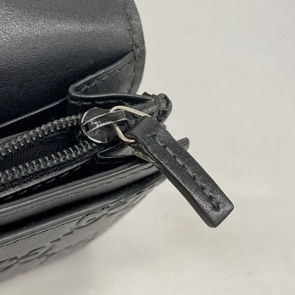 Guccissima 481727 Leather Black Silver Hardware Men Women Unisex Long Wallet