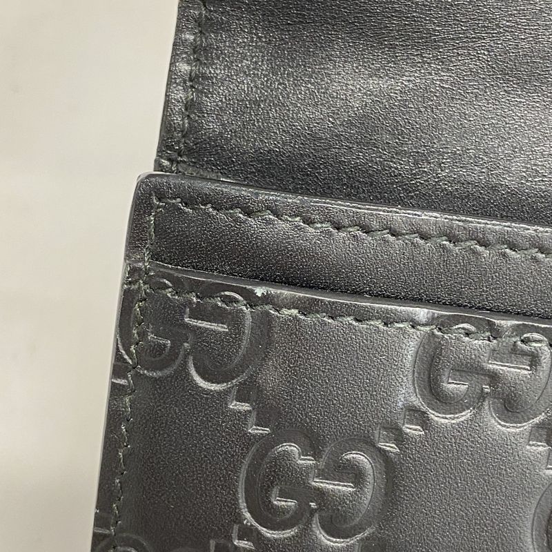 Guccissima 481727 Leather Black Silver Hardware Men Women Unisex Long Wallet