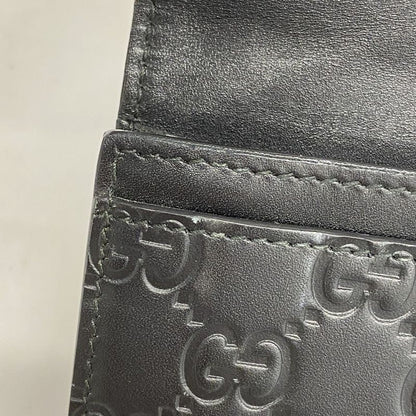 Guccissima 481727 Leather Black Silver Hardware Men Women Unisex Long Wallet