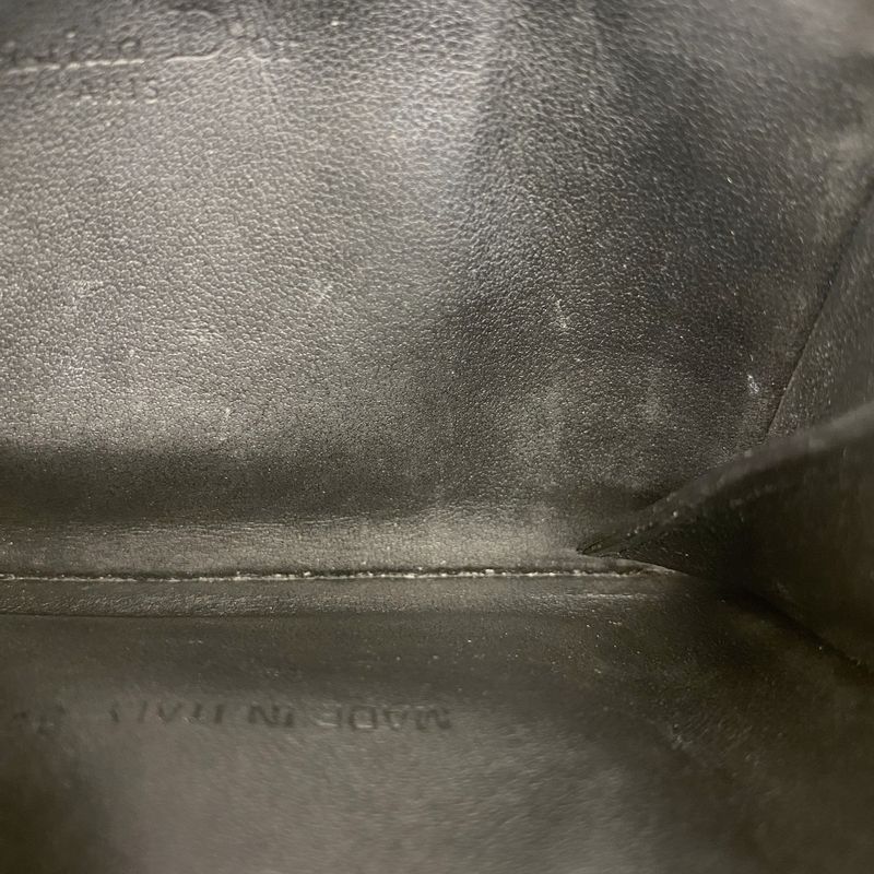 Christian Dior Coin Case Cannage Leather Black Chien Pan Gold Hardware Women