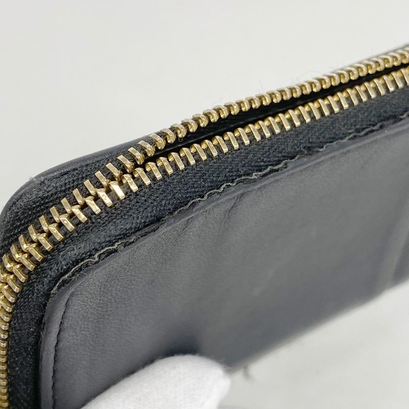 Christian Dior Coin Case Cannage Leather Black Chien Pan Gold Hardware Women