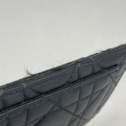 Christian Dior Coin Case Cannage Leather Black Chien Pan Gold Hardware Women