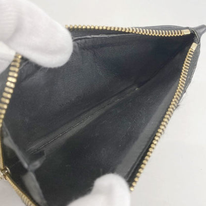 Christian Dior Coin Case Cannage Leather Black Chien Pan Gold Hardware Women