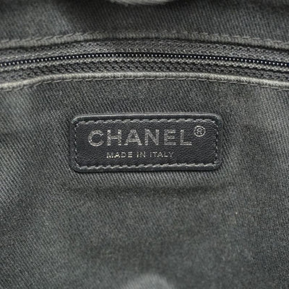 Chanel Tote Bag Deauville Raffia Gray Black Silver Hardware Women's