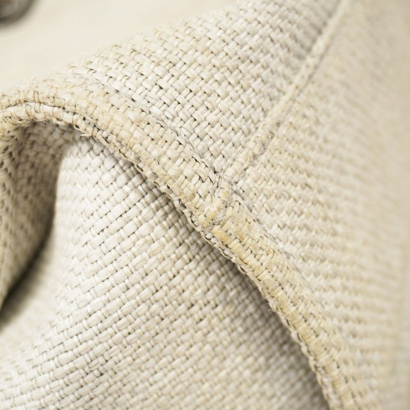 Chanel Tote Bag Deauville Raffia Gray Black Silver Hardware Women's