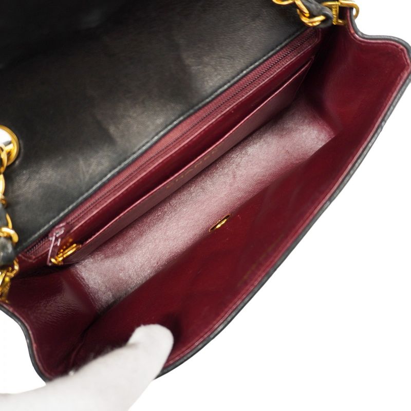 Chanel Shoulder Bag Diana Lambskin Black Gold Hardware Women