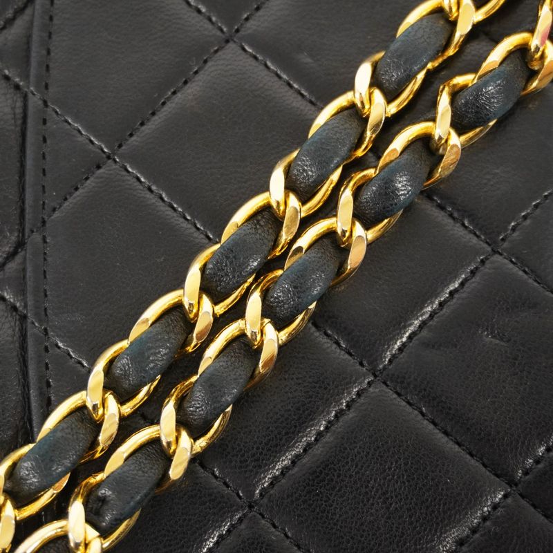 Chanel Shoulder Bag Matelasse Lambskin Black Gold Hardware Women