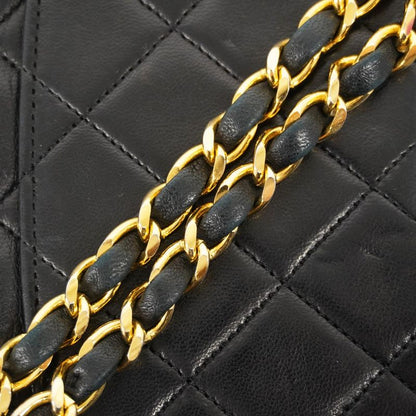 Chanel Shoulder Bag Matelasse Lambskin Black Gold Hardware Women