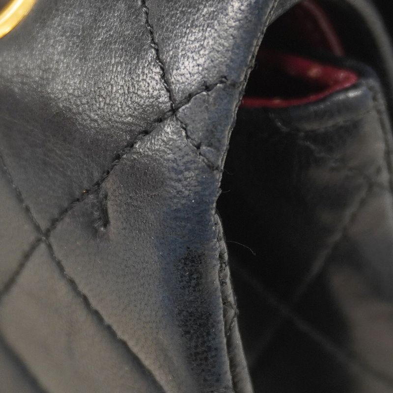 Chanel Shoulder Bag Matelasse Lambskin Black Gold Hardware Women