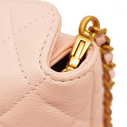 Chanel Shoulder Bag Matelasse Caviar Skin Pink Gold Hardware Women