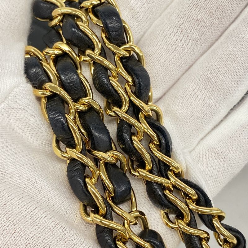 Chanel Shoulder Bag Matelasse Lambskin Black Gold Hardware Women