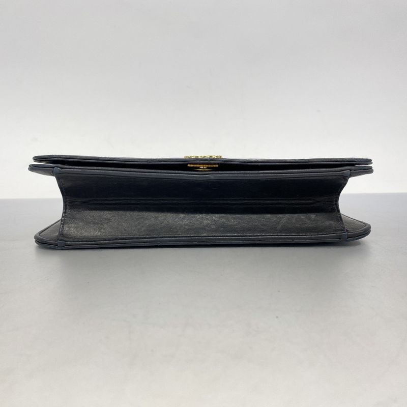 Chanel Shoulder Bag Matelasse Lambskin Black Gold Hardware Women