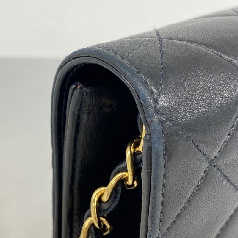 Chanel Shoulder Bag Matelasse Lambskin Black Gold Hardware Women