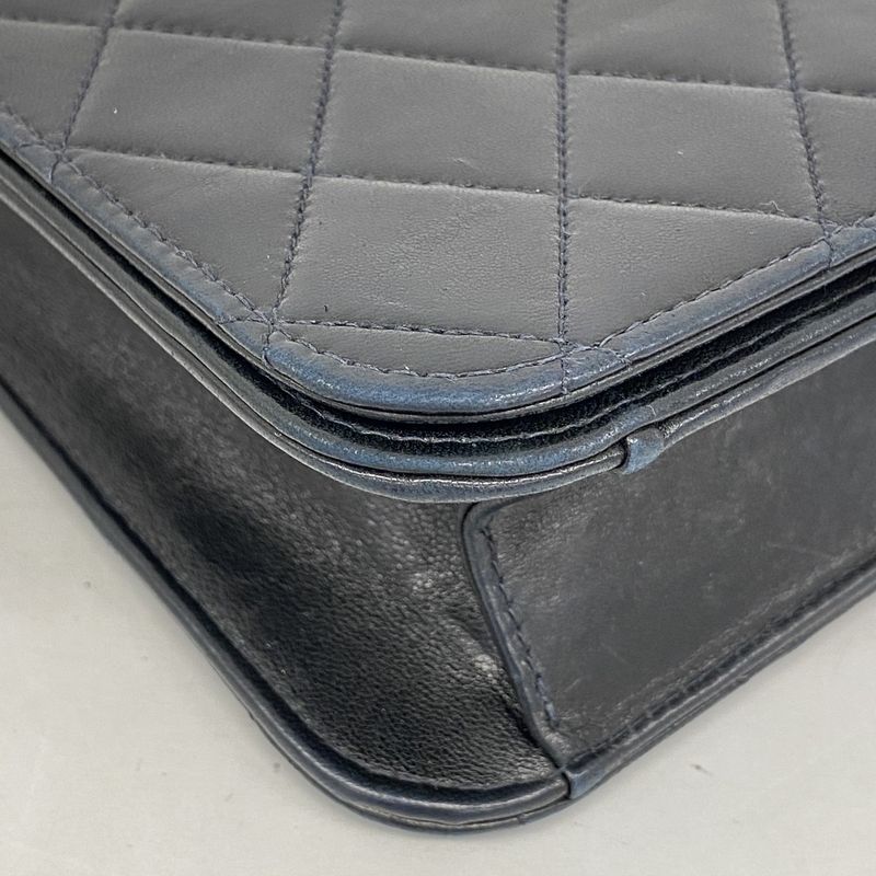 Chanel Shoulder Bag Matelasse Lambskin Black Gold Hardware Women