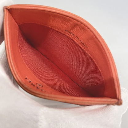 Chanel Card Case Camellia Lambskin Salmon Pink Silver Hardware Women