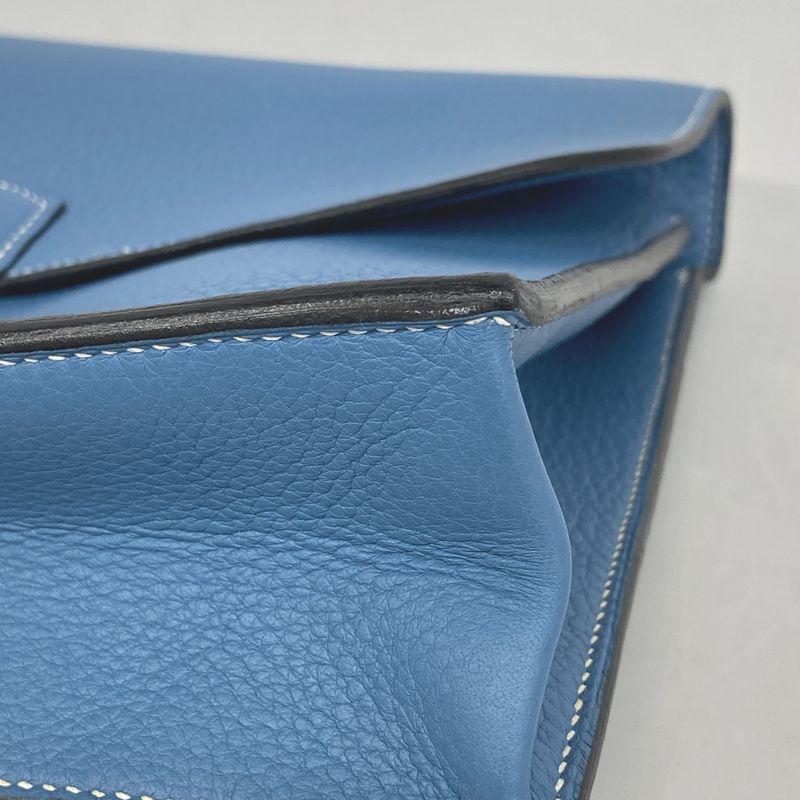 Hermes Handbag Sac A Depeches 27 Taurillon Blue Jean Silver Hardware □I