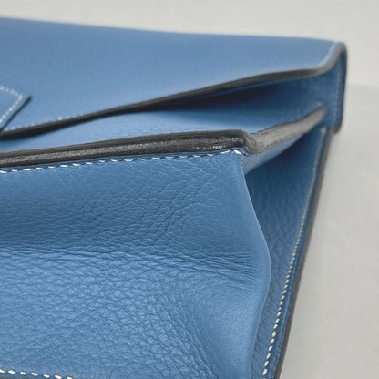 Hermes Handbag Sac A Depeches 27 Taurillon Blue Jean Silver Hardware □I