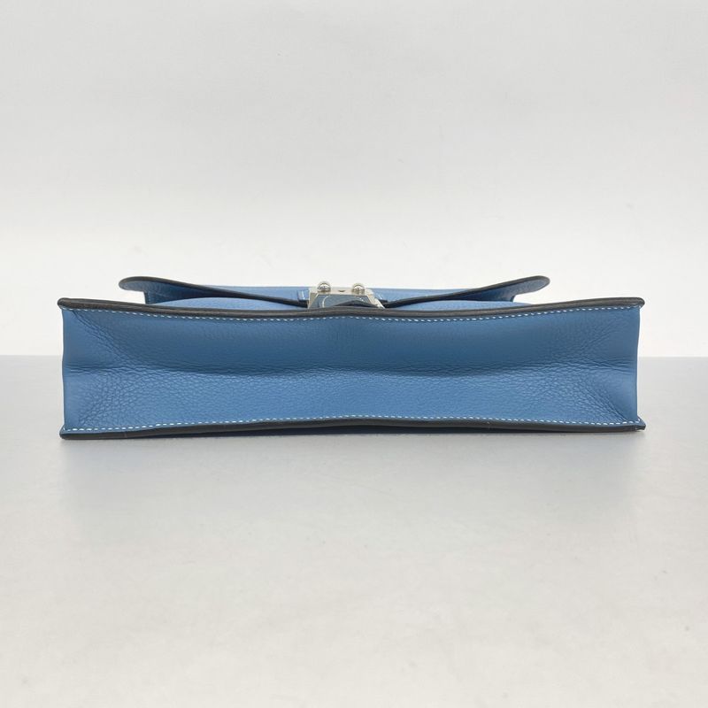 Hermes Handbag Sac A Depeches 27 Taurillon Blue Jean Silver Hardware □I