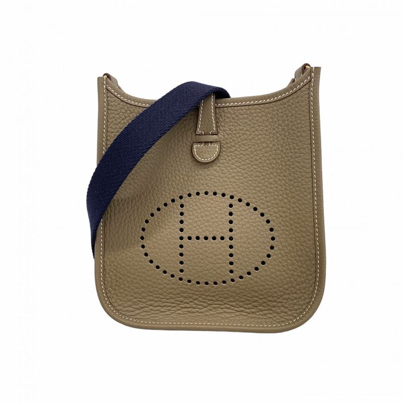 Hermes Pochette Evelyn TPM Taurillon Clemence Etoupe Gold Hardware W Engraved