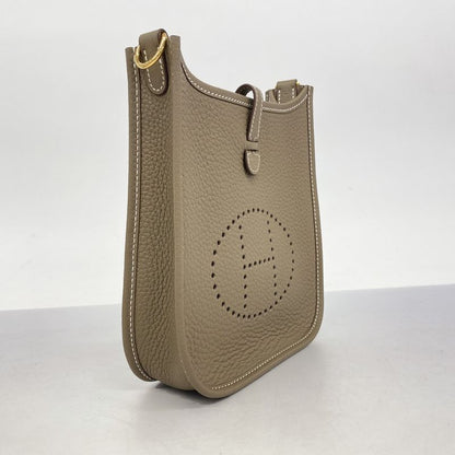 Hermes Pochette Evelyn TPM Taurillon Clemence Etoupe Gold Hardware W Engraved