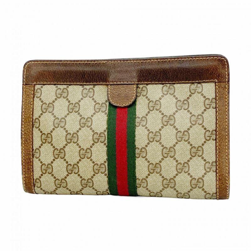 Gucci Clutch Bag GG Supreme Sherry Line 37 014 2125 PVC Brown Ladies