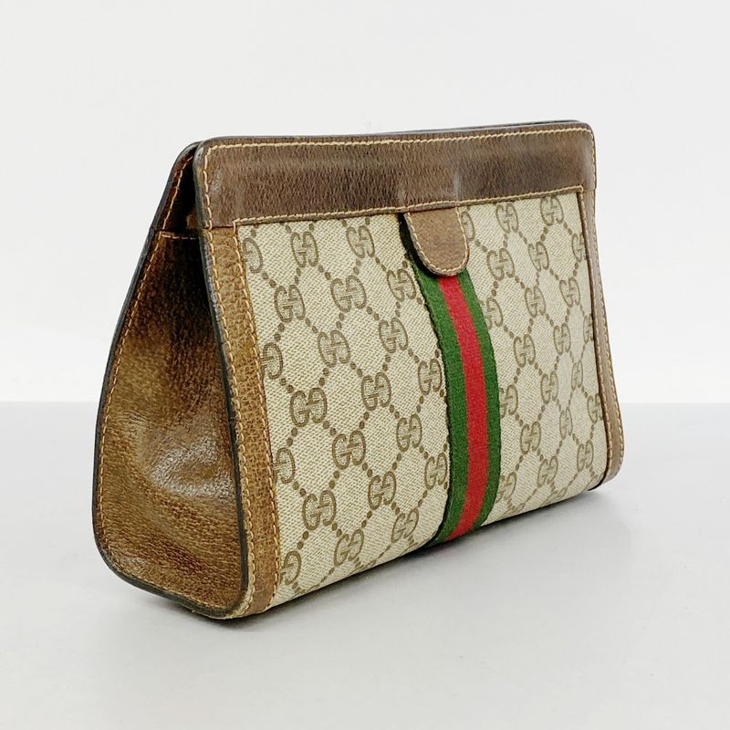 Gucci Clutch Bag GG Supreme Sherry Line 37 014 2125 PVC Brown Ladies