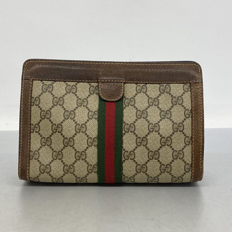 Gucci Clutch Bag GG Supreme Sherry Line 37 014 2125 PVC Brown Ladies