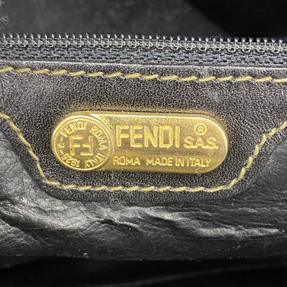 Fendi Boston Bag Zucca PVC Brown Black Gold Hardware Women's