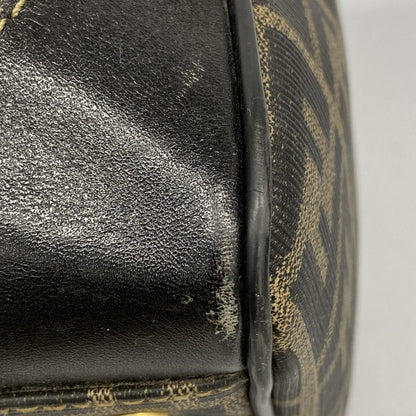 Fendi Boston Bag Zucca PVC Brown Black Gold Hardware Women's