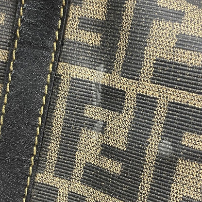 Fendi Boston Bag Zucca PVC Brown Black Gold Hardware Women's