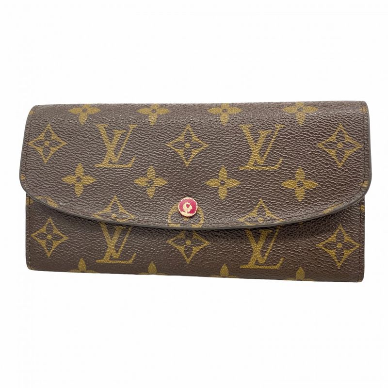 Louis Vuitton Long Wallet Monogram Portefeuille Emily M60697 Brown Fuchsia