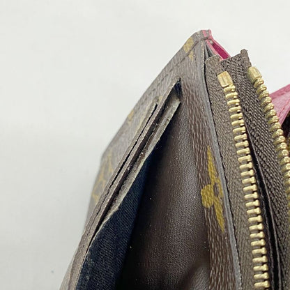 Louis Vuitton Long Wallet Monogram Portefeuille Emily M60697 Brown Fuchsia