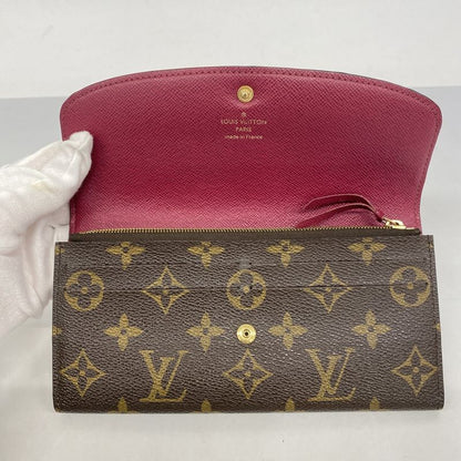 Louis Vuitton Long Wallet Monogram Portefeuille Emily M60697 Brown Fuchsia