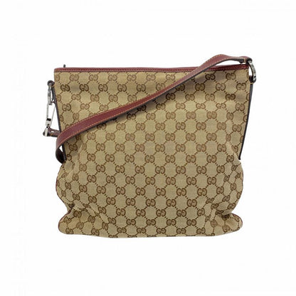 Gucci Shoulder Bag GG Canvas 113013 Canvas Brown Bordeaux Silver Hardware Women