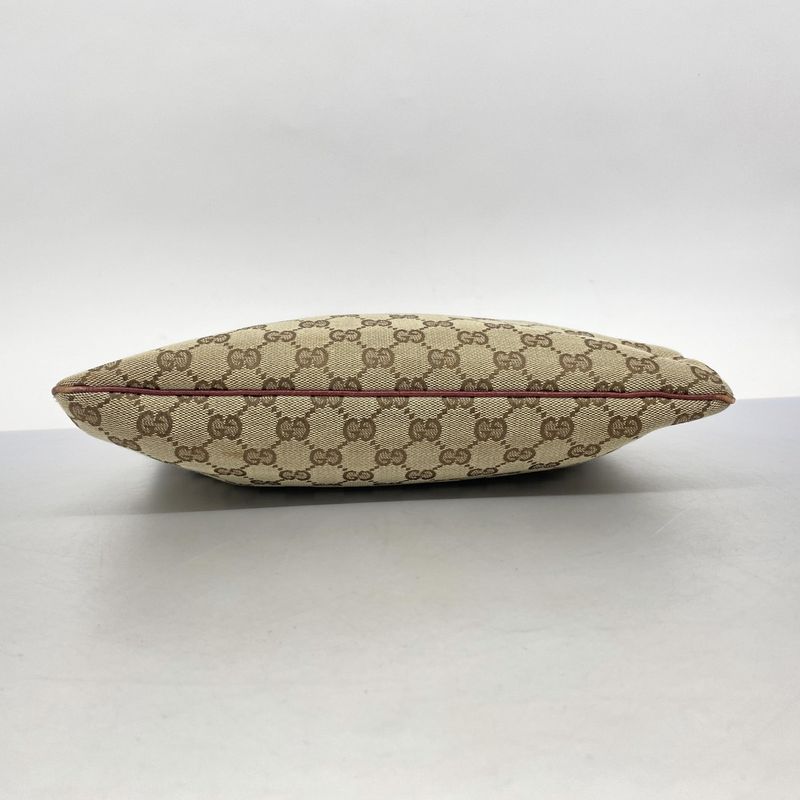 Gucci Shoulder Bag GG Canvas 113013 Canvas Brown Bordeaux Silver Hardware Women