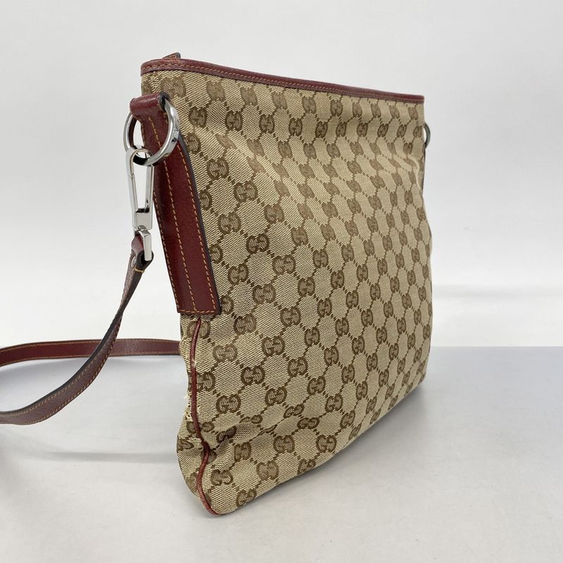 Gucci Shoulder Bag GG Canvas 113013 Canvas Brown Bordeaux Silver Hardware Women