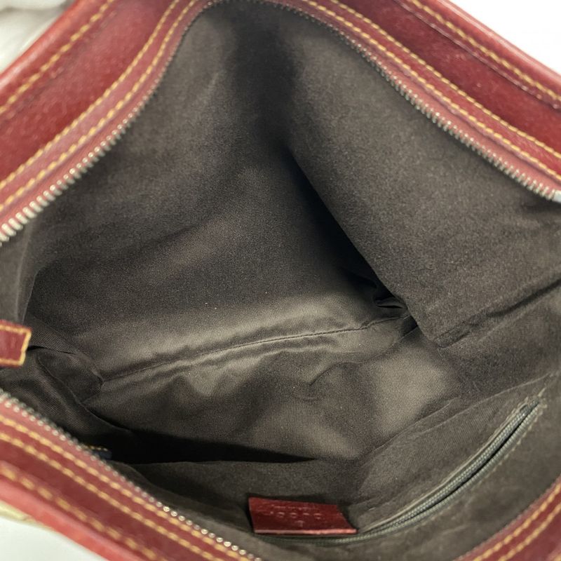 Gucci Shoulder Bag GG Canvas 113013 Canvas Brown Bordeaux Silver Hardware Women