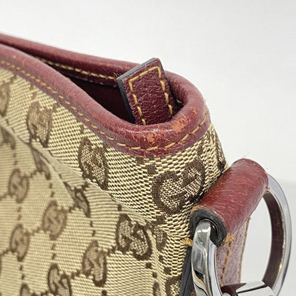 Gucci Shoulder Bag GG Canvas 113013 Canvas Brown Bordeaux Silver Hardware Women