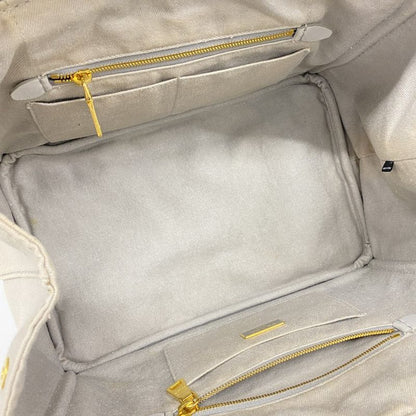 Prada Tote Bag Canapa Canvas Light Gray Gold Hardware Women's