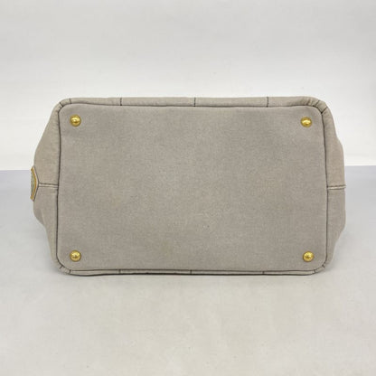 Prada Tote Bag Canapa Canvas Light Gray Gold Hardware Women's